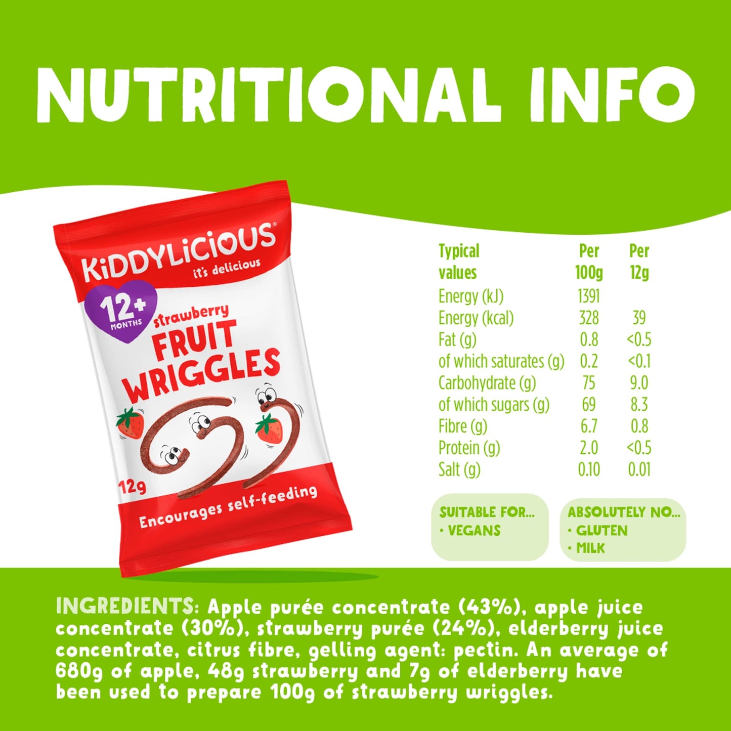 Kiddylicious Strawberry Fruit Wriggles 12G — image 3