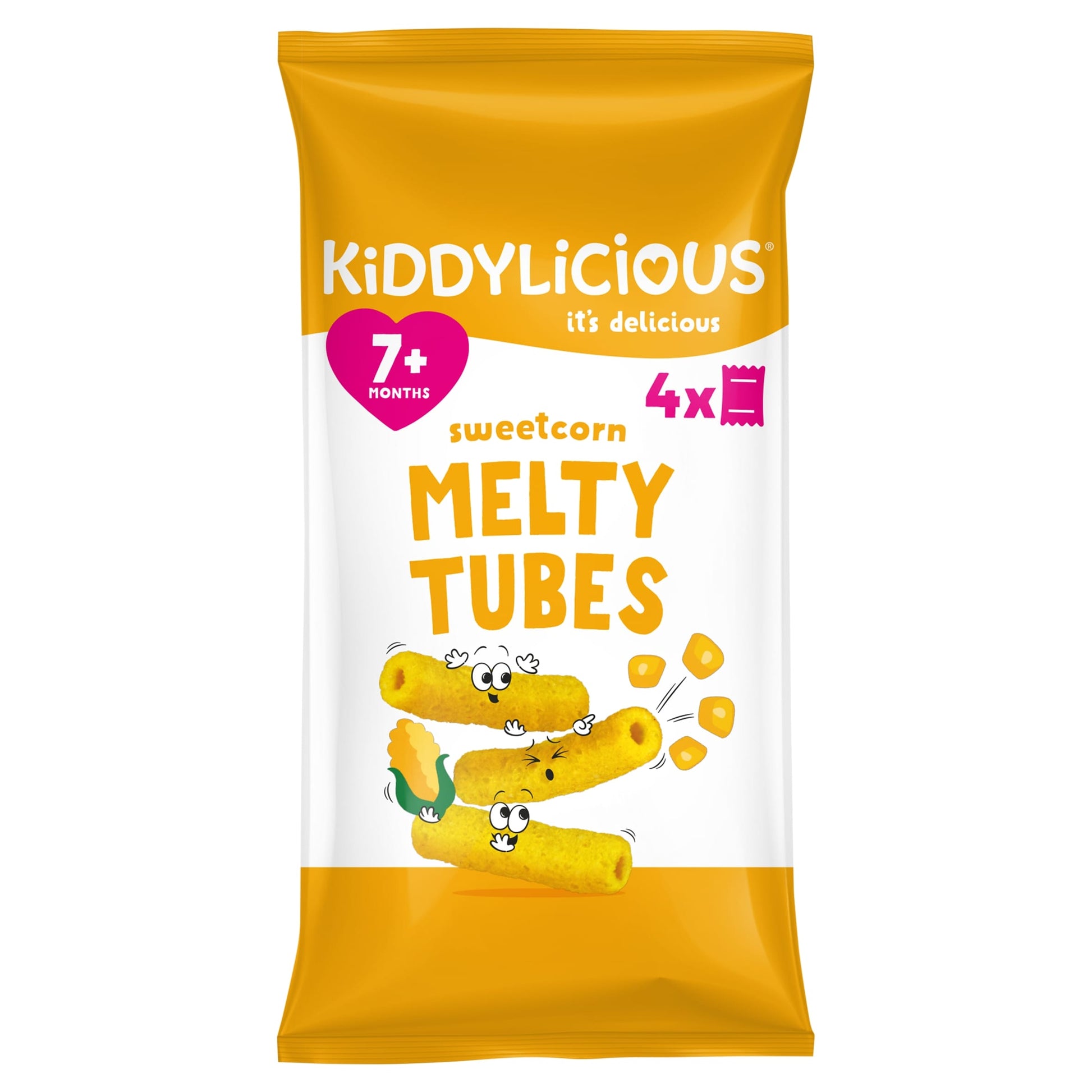 Kiddylicious Sweetcorn Melty Tubes 4 x 10g — image 1