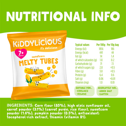 Kiddylicious Sweetcorn Melty Tubes 4 x 10g — image 3