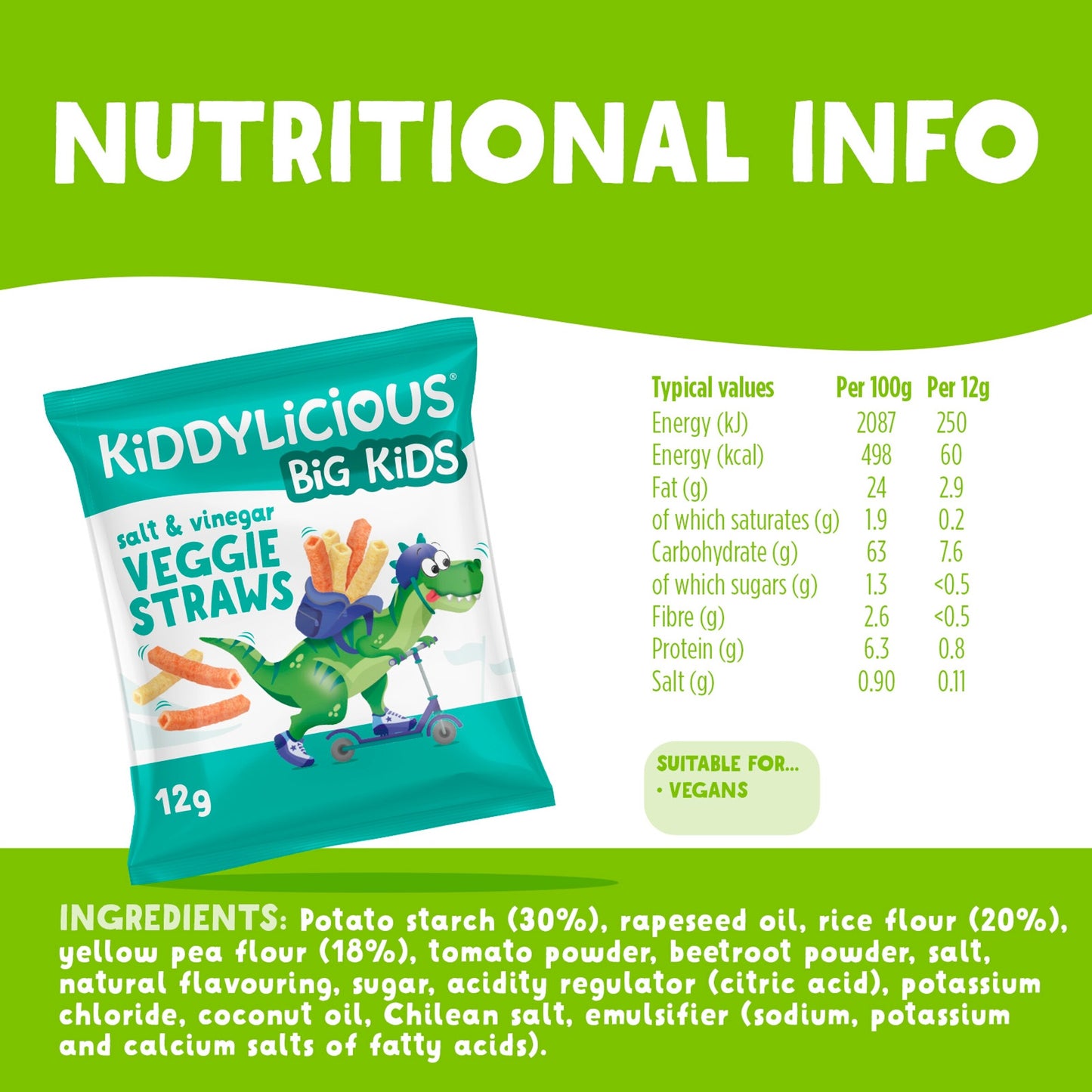Kiddylicious Veggie Straws - Salt & Vinegar 4x12g — image 3