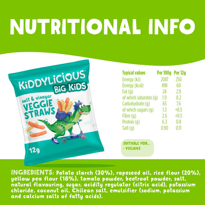 Kiddylicious Veggie Straws - Salt & Vinegar 4x12g — image 3