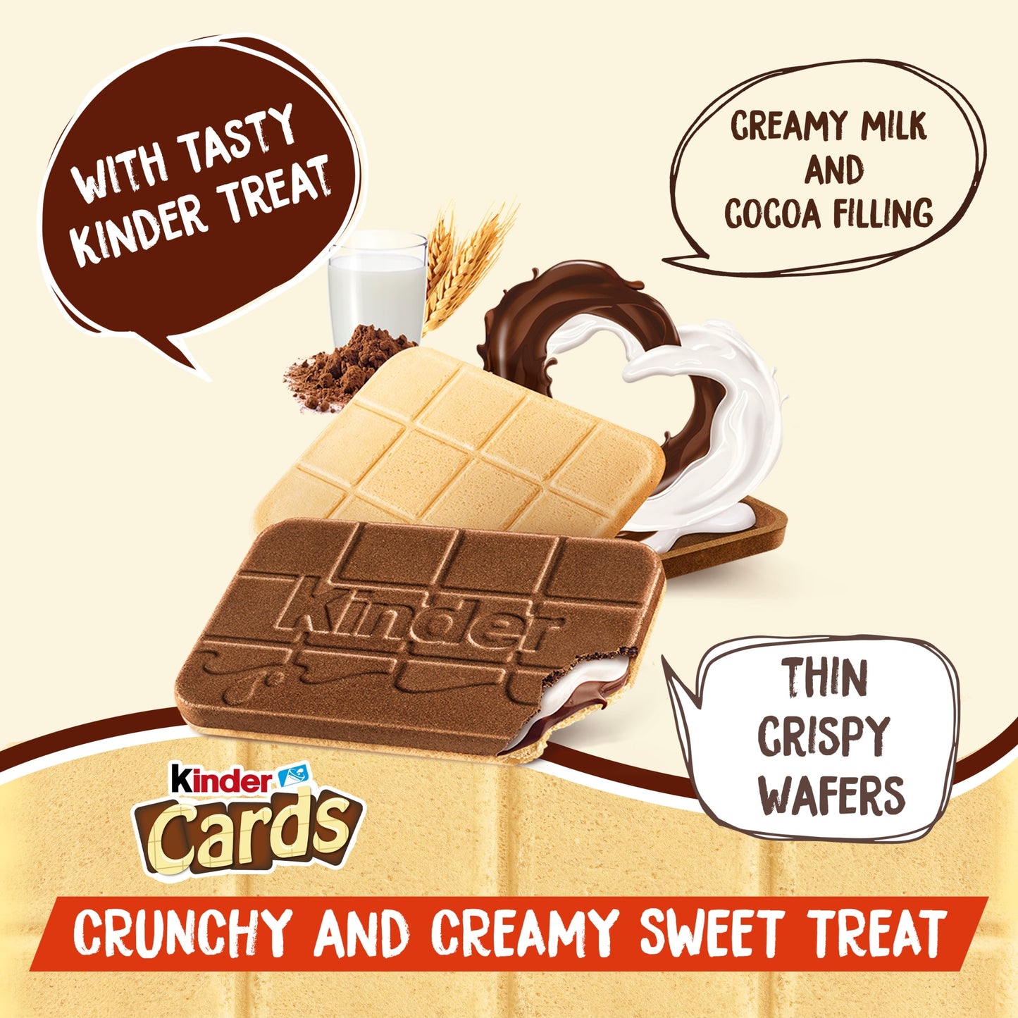 Kinder Cards Cocoa and Milk Biscuit Wafers Multipack, 8x12.8g — image 2
