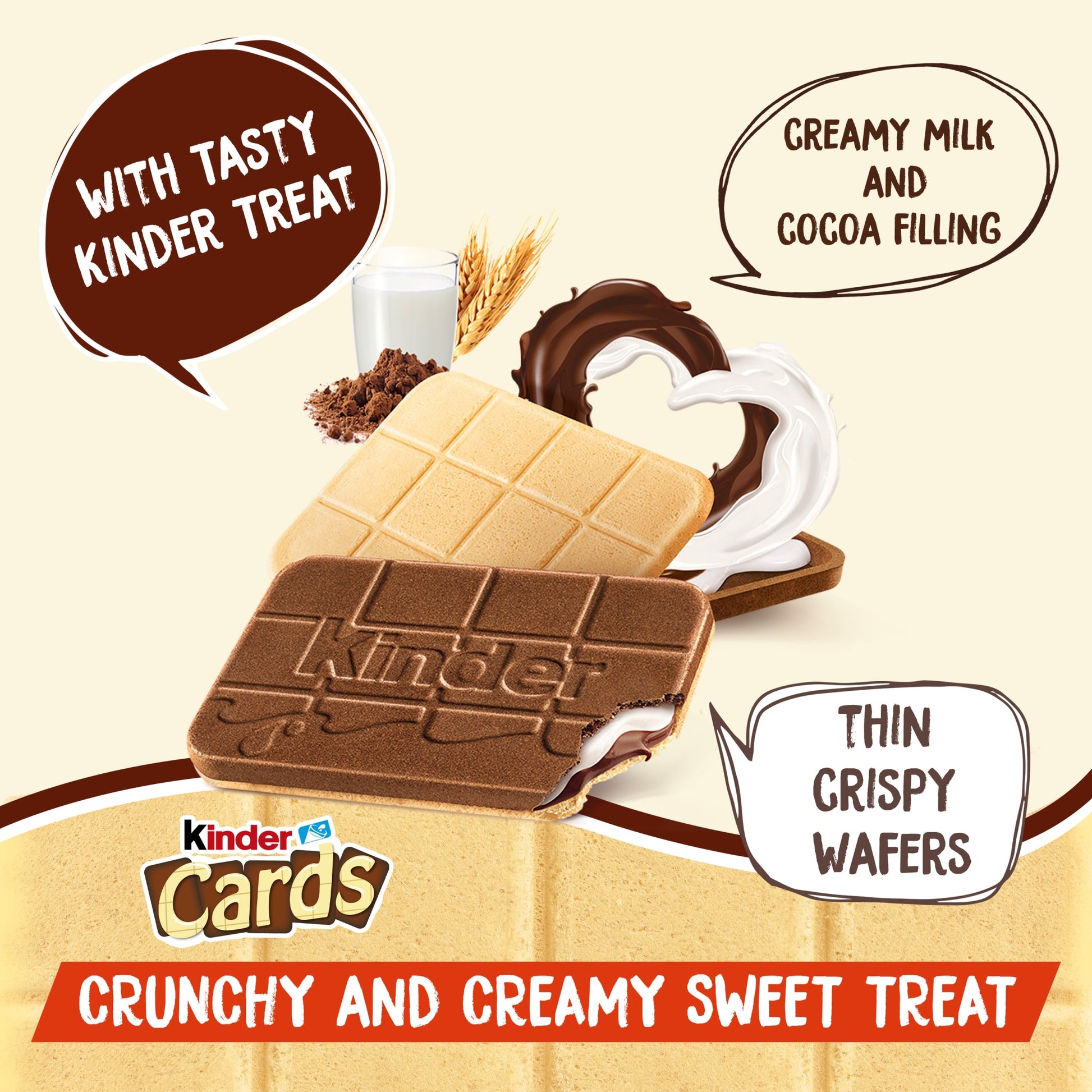 Kinder Cards Cocoa and Milk Biscuit Wafers Multipack, 8x12.8g — image 2