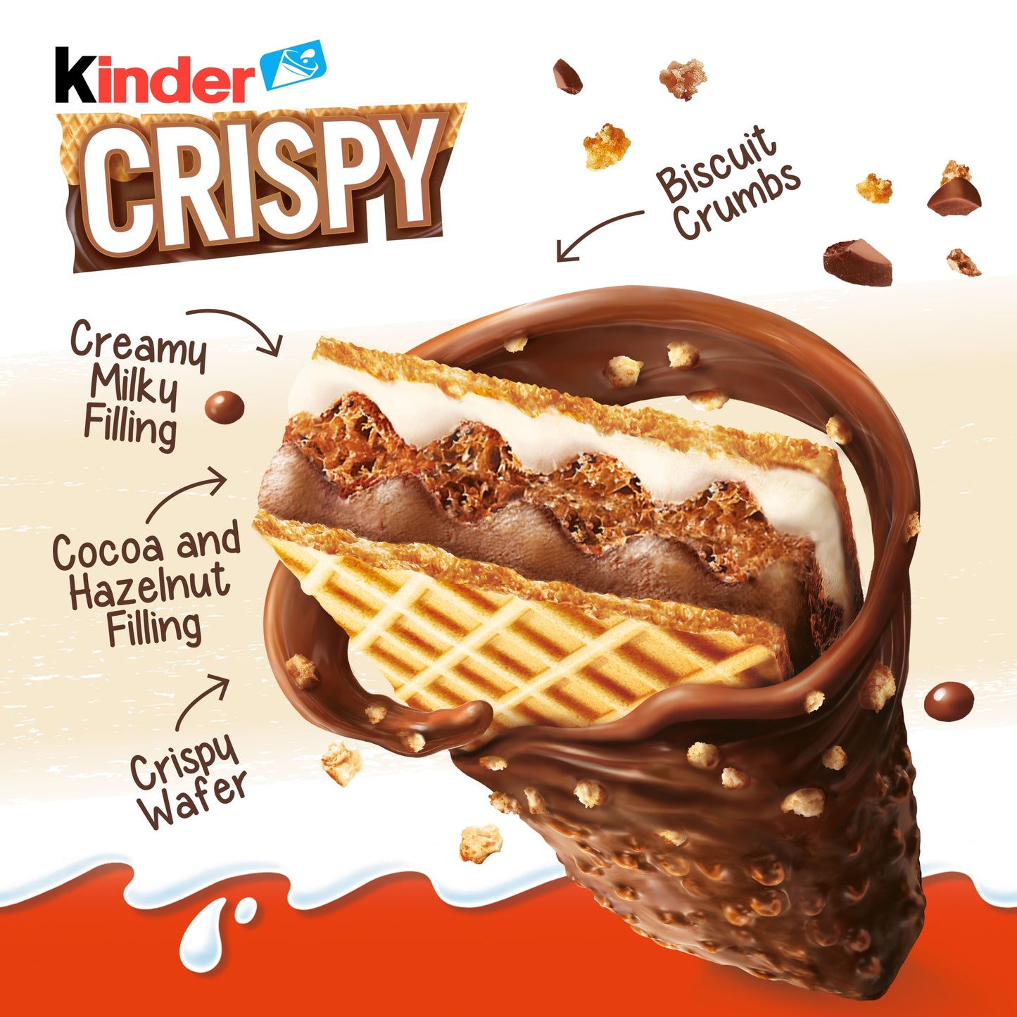 Kinder Crispy Wafer, Chocolate & Hazelnut Bar Multipack 5x 34g — image 2