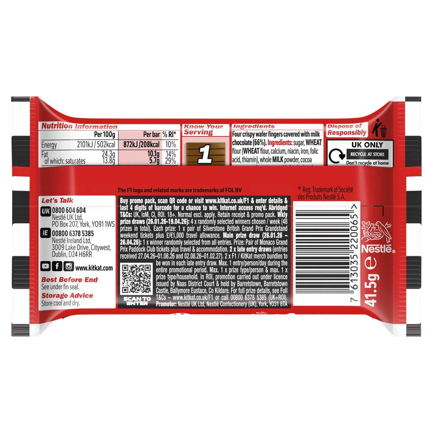 Kit Kat 4 Finger Milk Chocolate Bar 41.5g — image 2