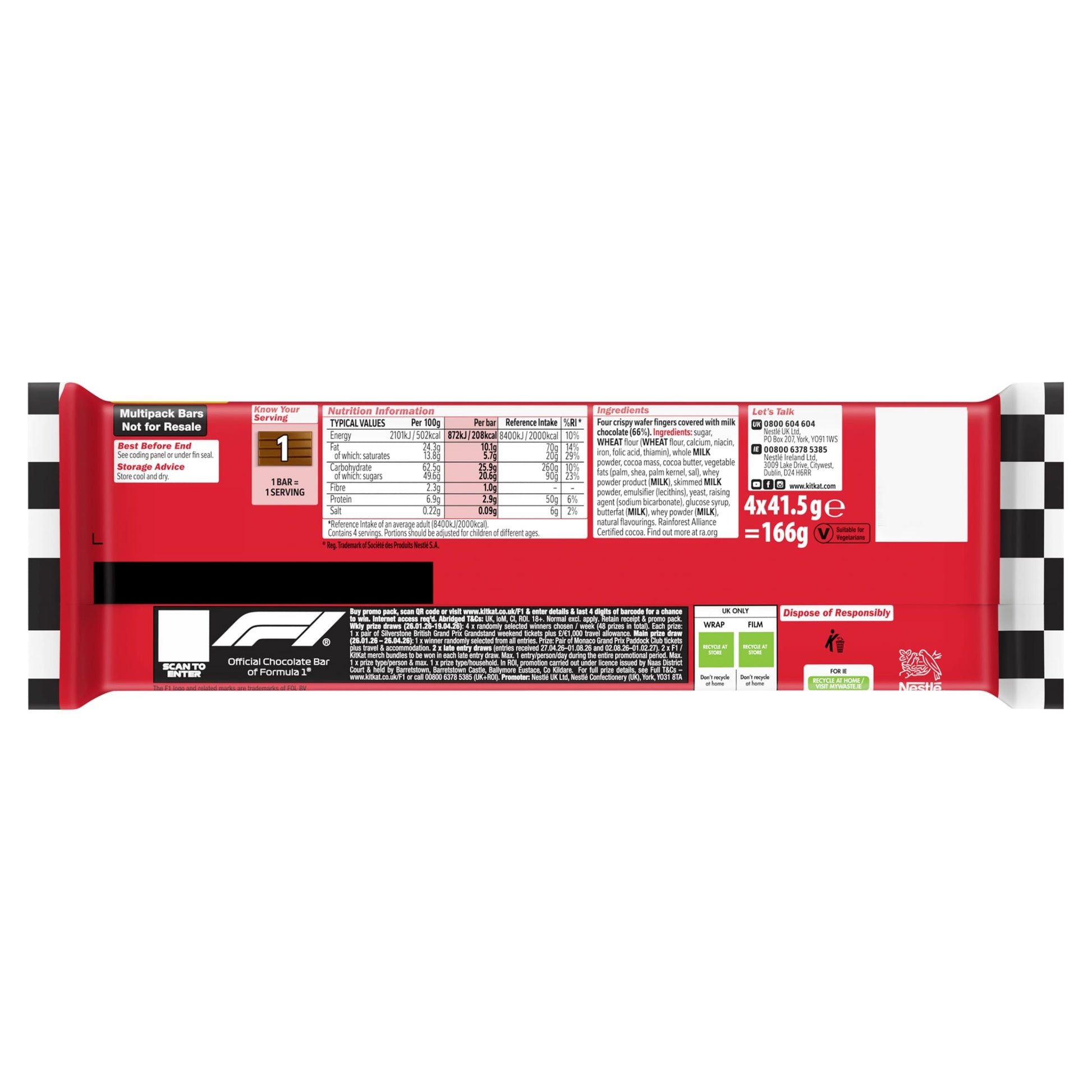 Kit Kat 4 Finger Milk Chocolate Bar Multipack 41.5g 4 Pack — image 2