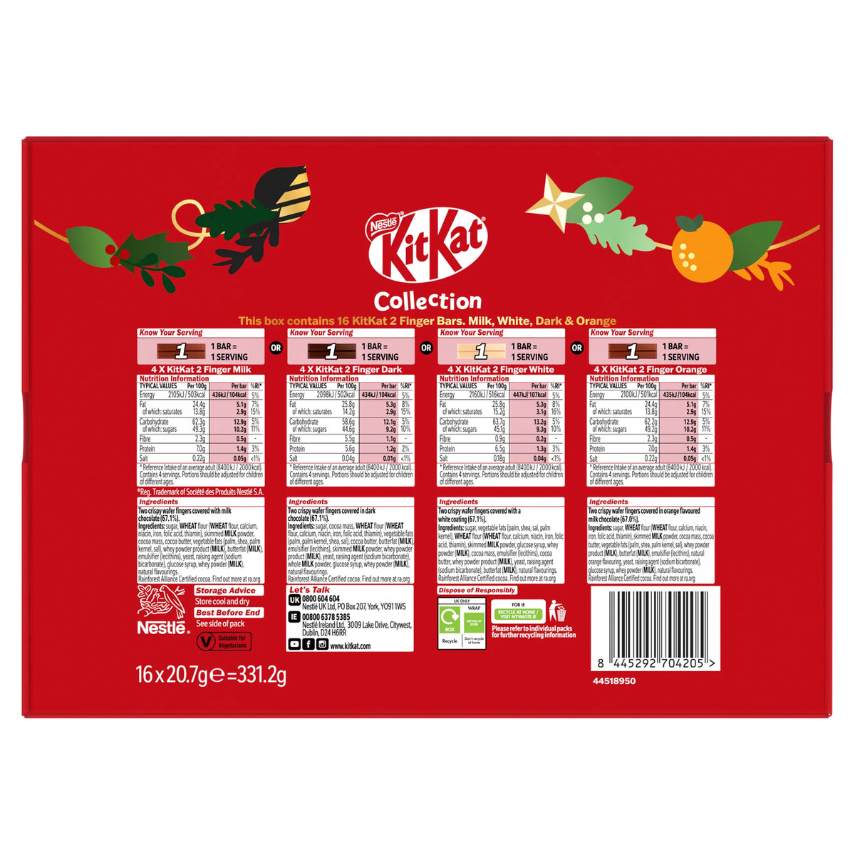 Kit Kat collection Milk, white, dark & orange 16 Bars 331.2g — image 3