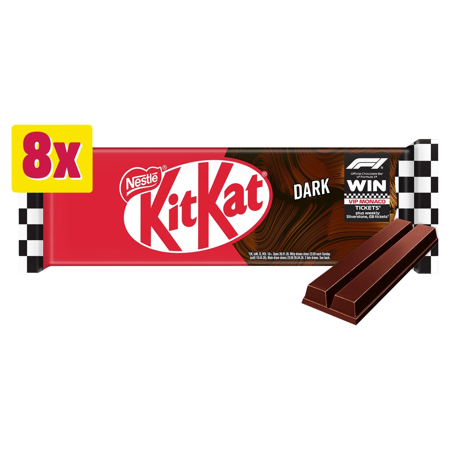KitKat 2 Finger Dark Chocolate Biscuit Bar 8 Pack Multipack 165.6g — image 1