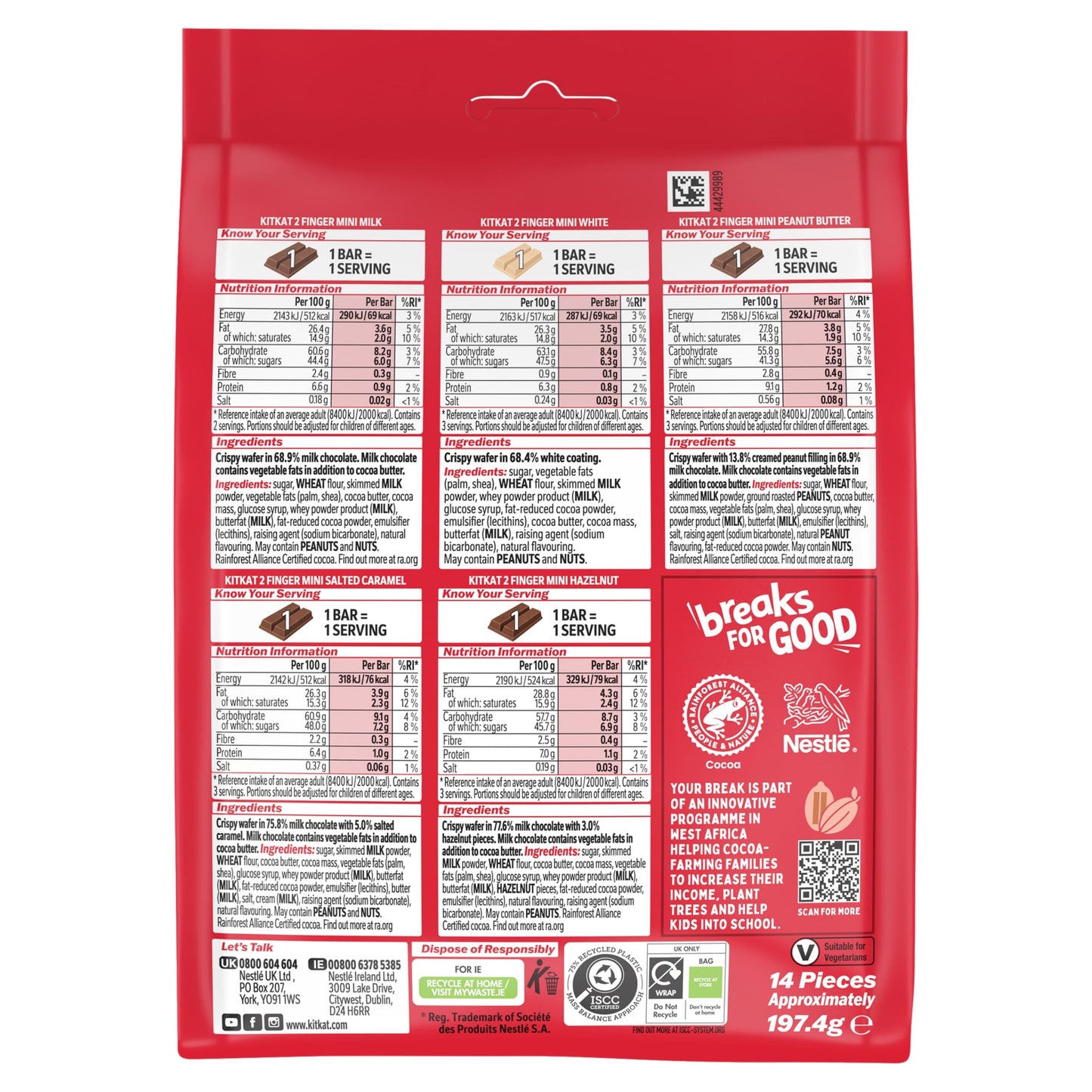 KitKat 2 Finger Mini Mix Chocolate Biscuit Bars Multipack 14 Pack 197.4g — image 3