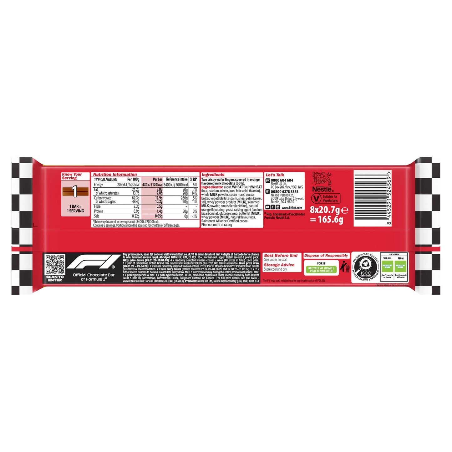 KitKat 2 Finger Orange Chocolate Biscuit Bar 8 Pack Multipack 165.6g — image 3
