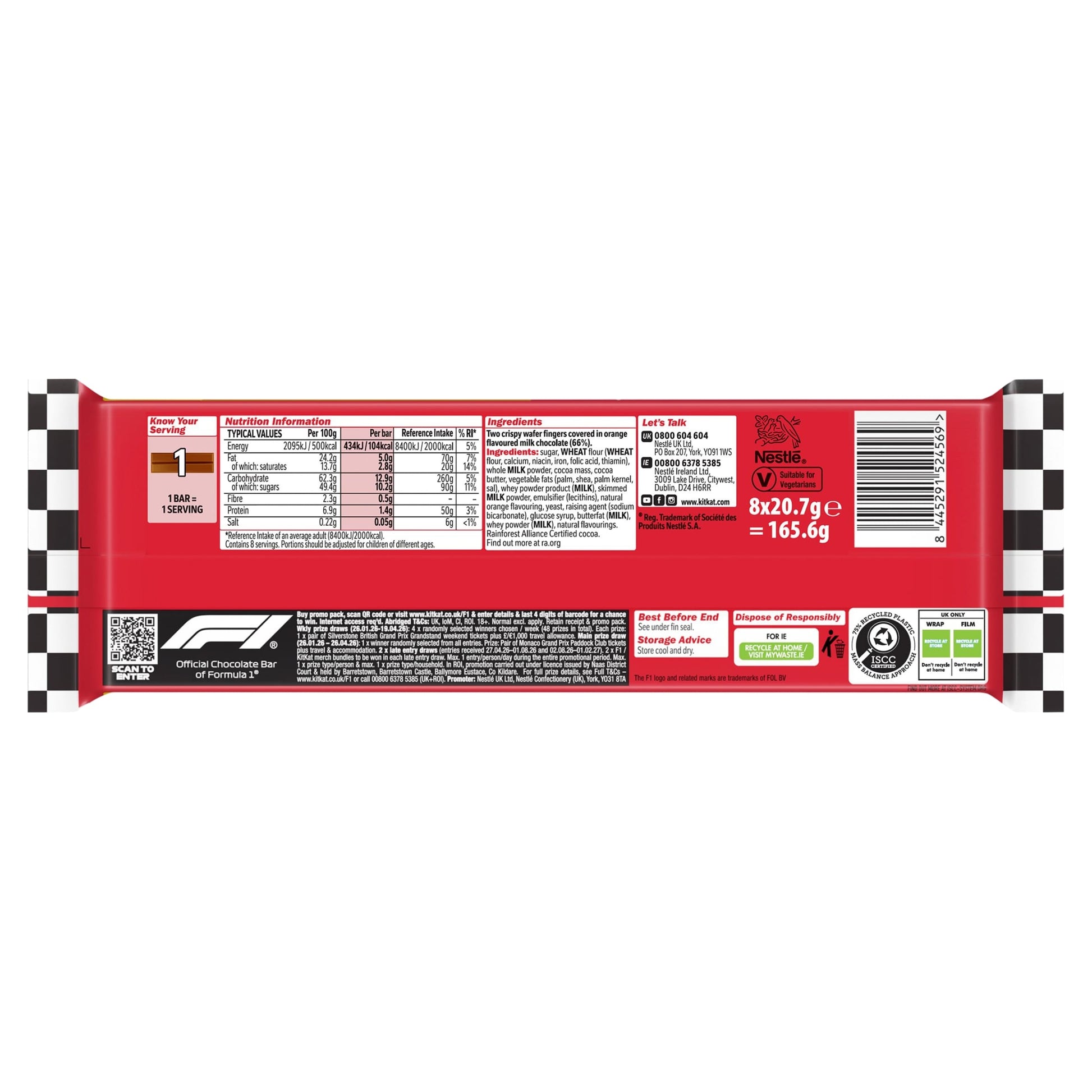 KitKat 2 Finger Orange Chocolate Biscuit Bar 8 Pack Multipack 165.6g — image 3