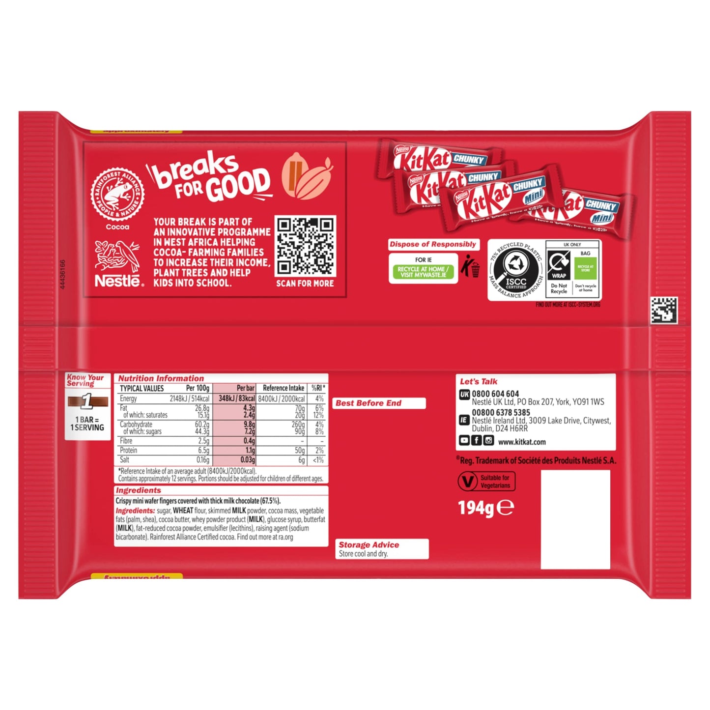 KitKat Chunky Mini Milk Chocolate Bars 12 Pack Multipack 194g — image 2