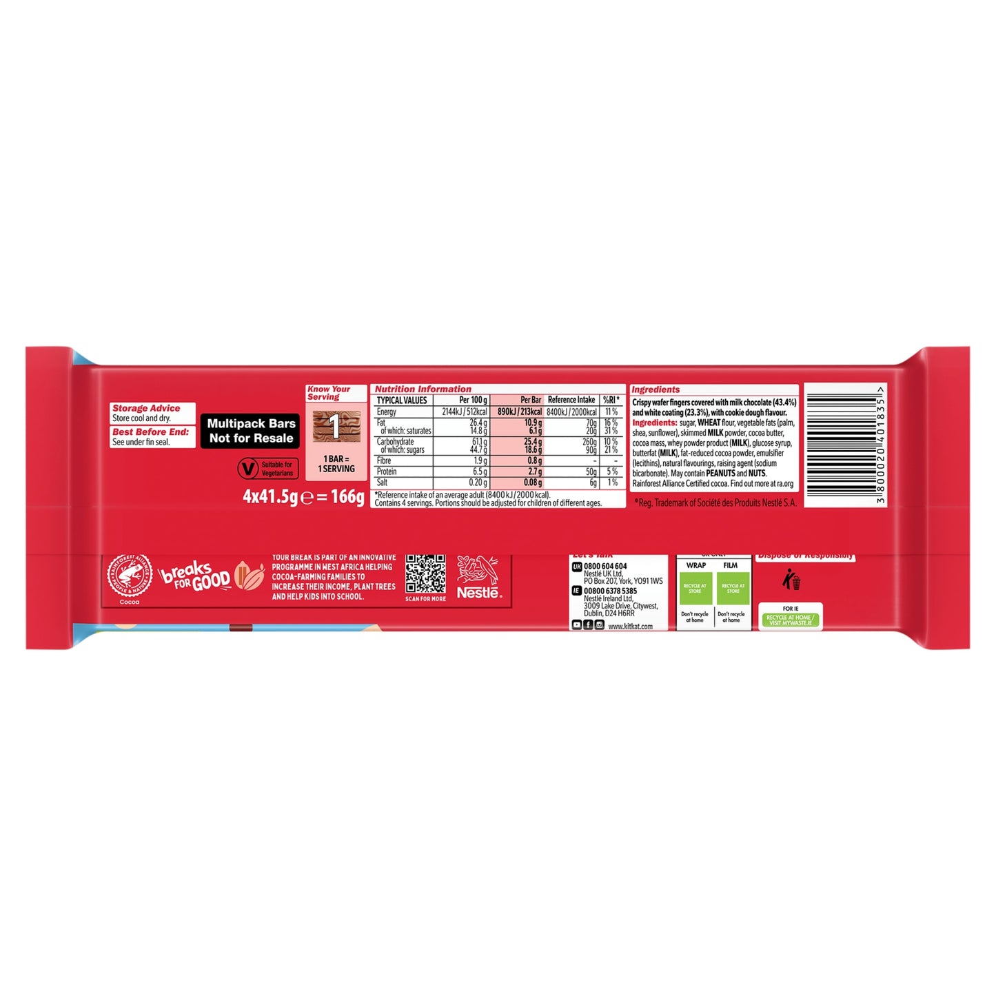 KITKAT Cookie Dough Flavour Chocolate Bar 4x41.5g — image 2