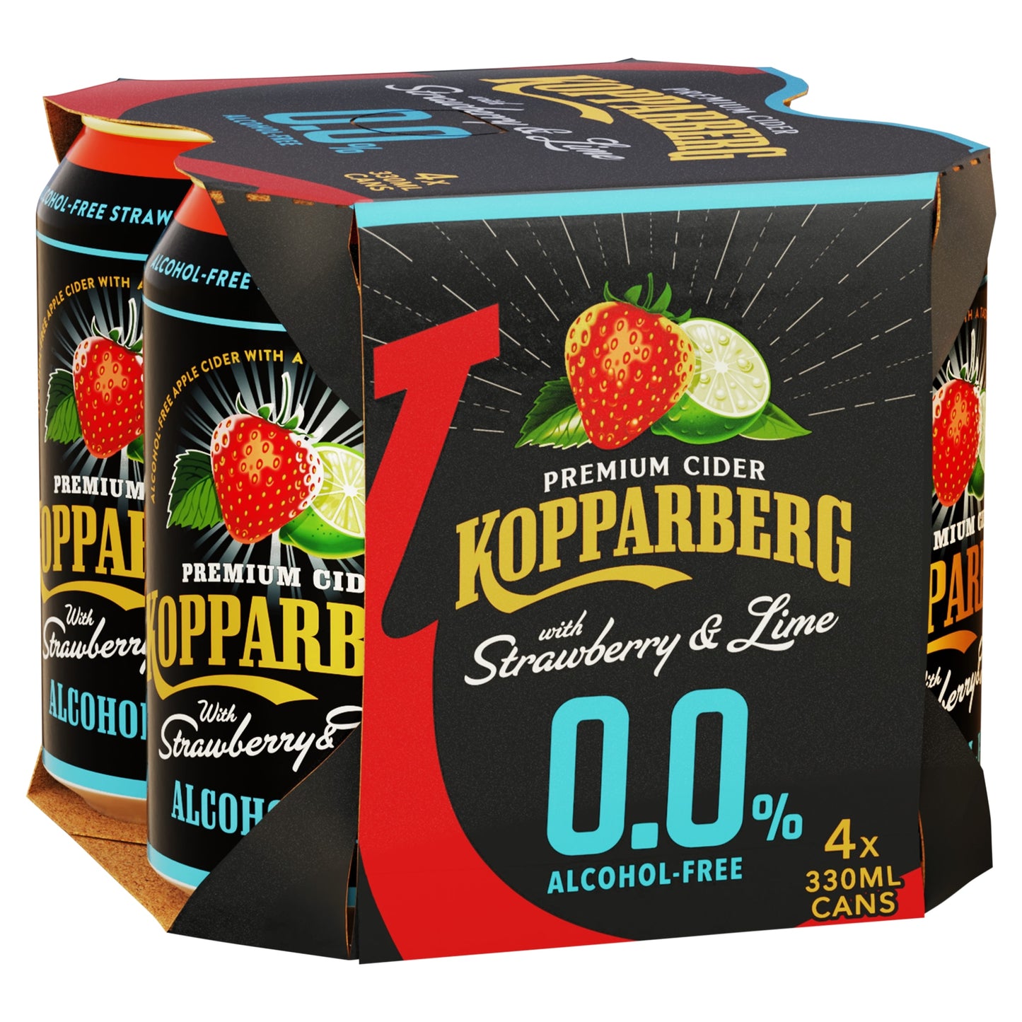 Kopparberg Cider Plus Strawberry & Lime Alcohol Free 4X330ml — image 1