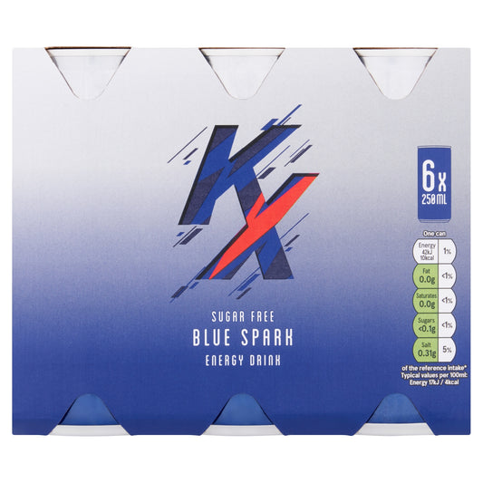 KX Sugar Free Blue Spark Energy Drink 6x250ml — image 1