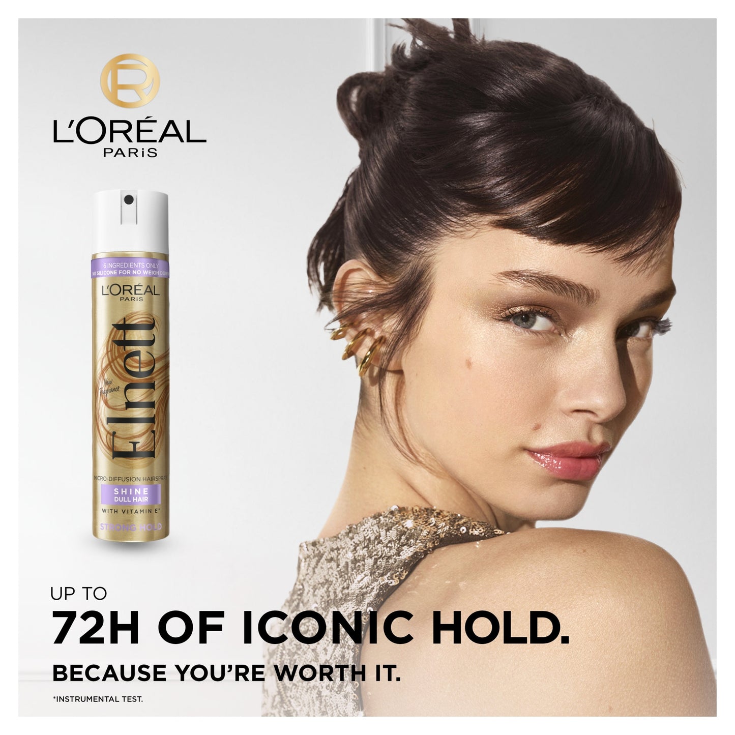 L'Oreal Elnett Shine Strong Hold Hair Spray 200Ml — image 2