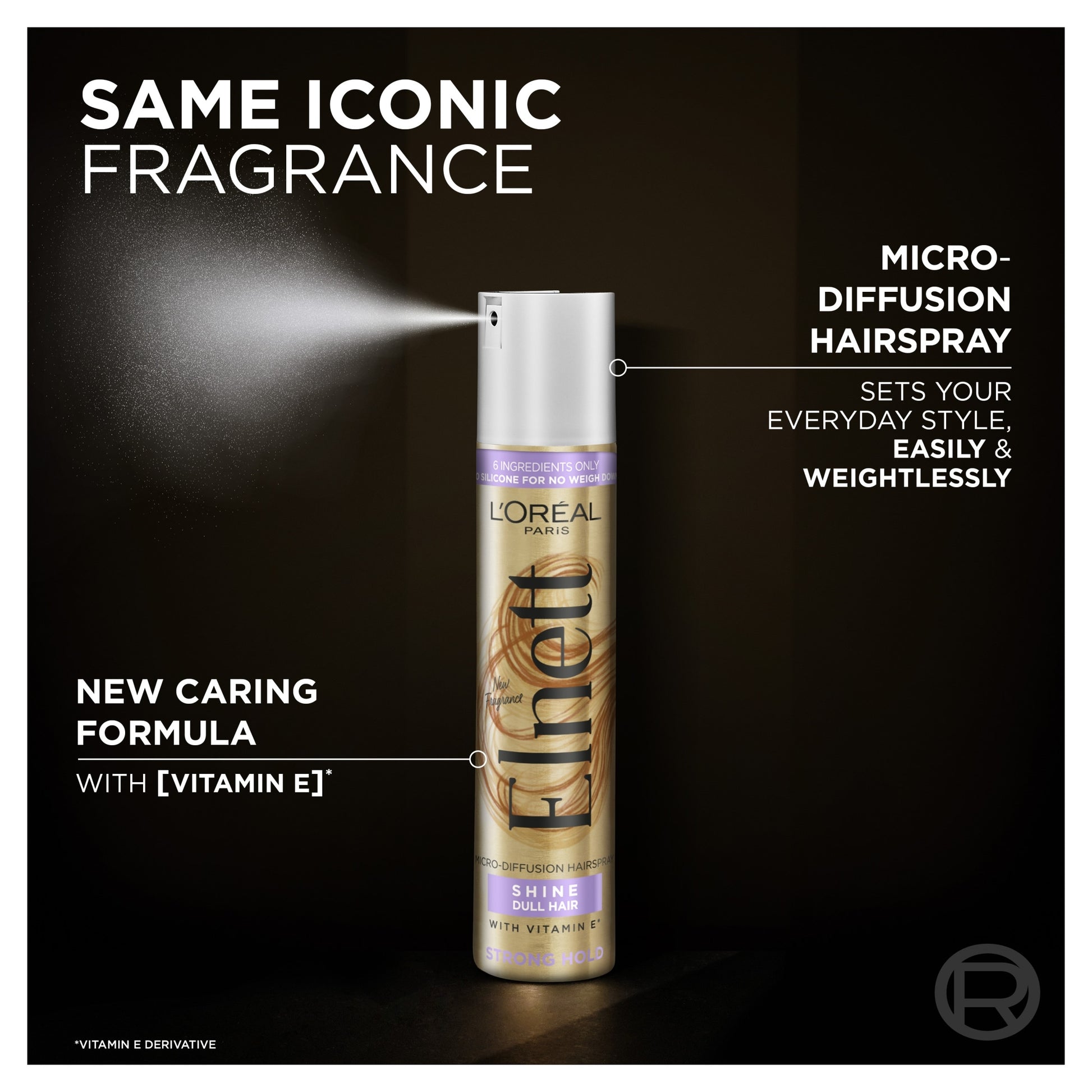 L'Oreal Elnett Shine Strong Hold Hair Spray 400Ml — image 3