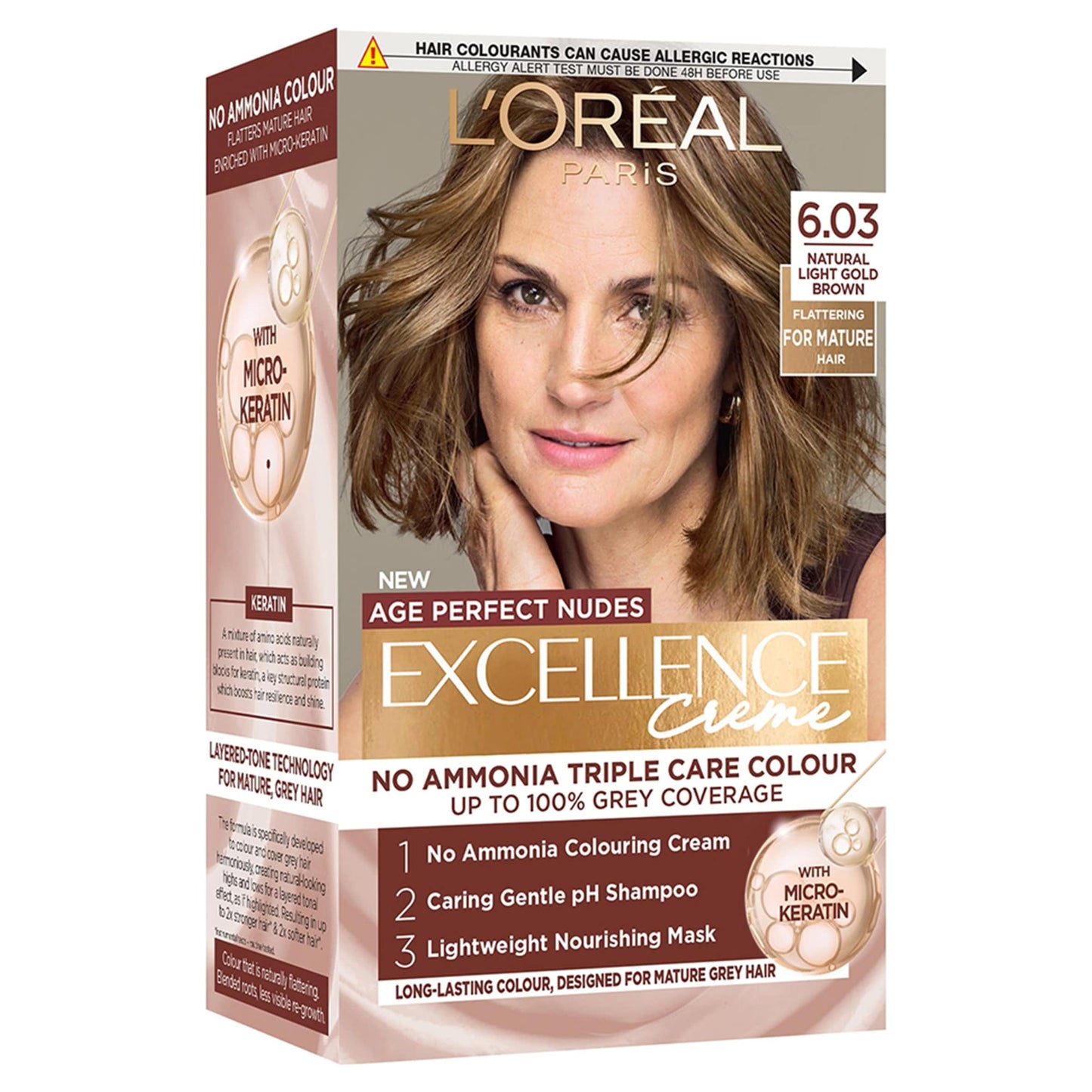 L'Oreal Excellence Age Perfect Nudes 6.03 Ash Brown Permanent Hair Dye — image 1