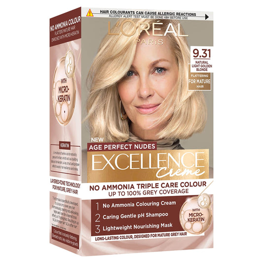 L'Oreal Excellence Age Perfect Nudes 9.31 NATURAL LIGHTGOLDEN BLONDE Permanent Hair Dye — image 1
