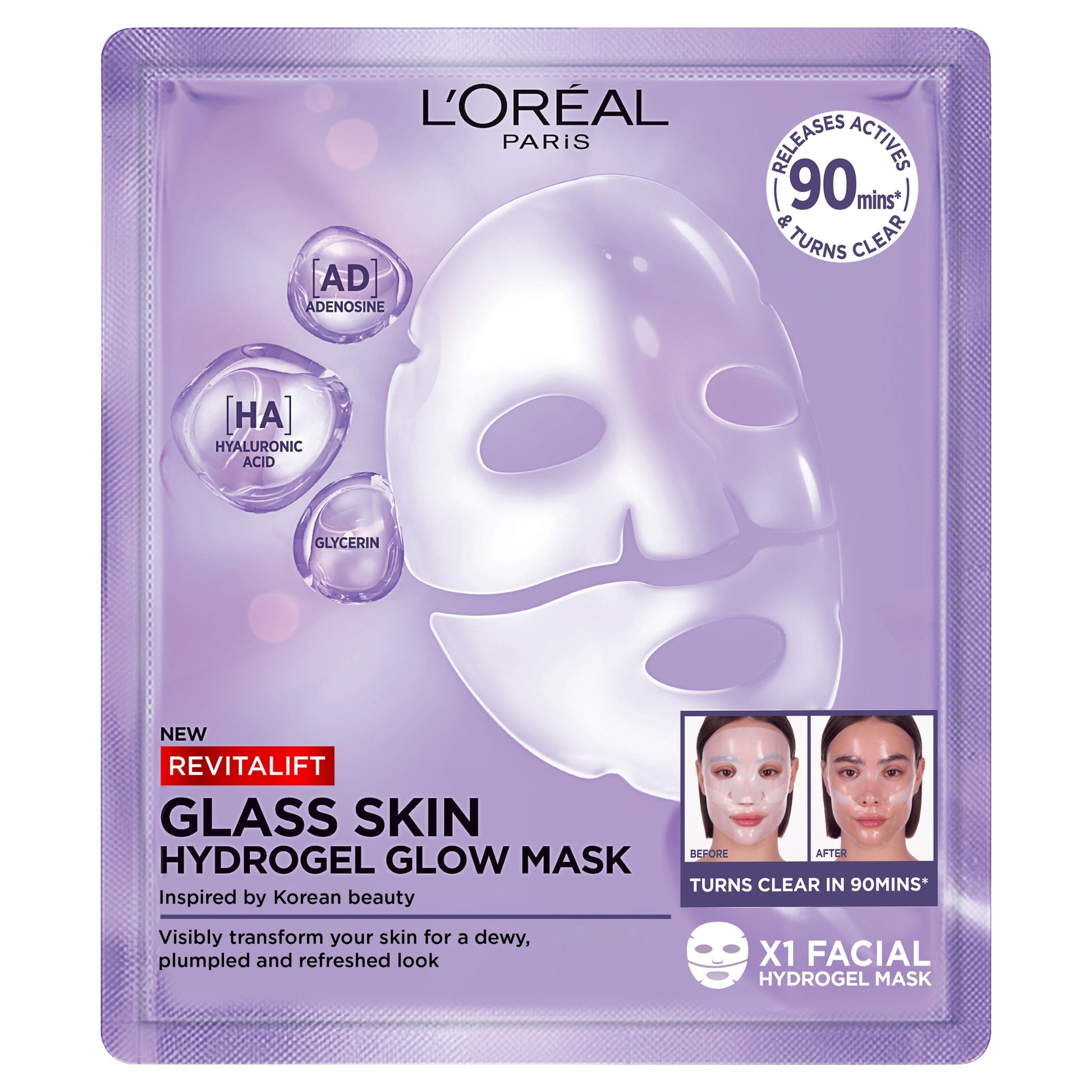 L'Oreal Paris Revitalift Glass skin Hydrogel glow mask — image 1
