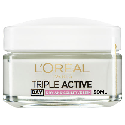 L'Oreal Paris Triple Active Day Moisturiser Dry and Sensitive Skin 50ml — image 1