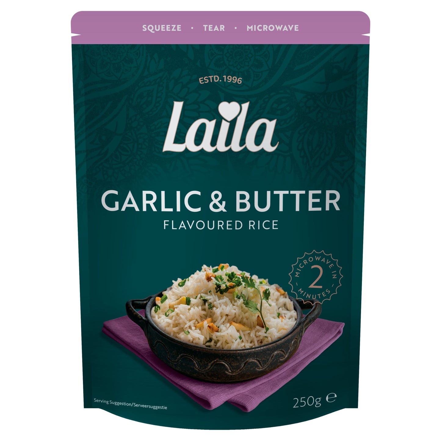 Laila Garlic & Butter Microwave Rice 250g — image 1