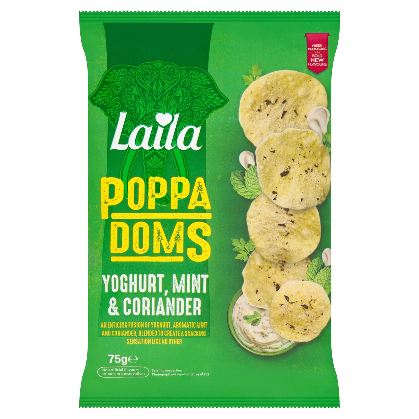 Laila Mini Poppadoms - Yoghurt, Mint & Coriander 75g — image 1