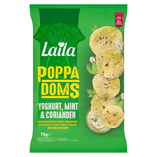 Laila Mini Poppadoms - Yoghurt, Mint & Coriander 75g — image 1