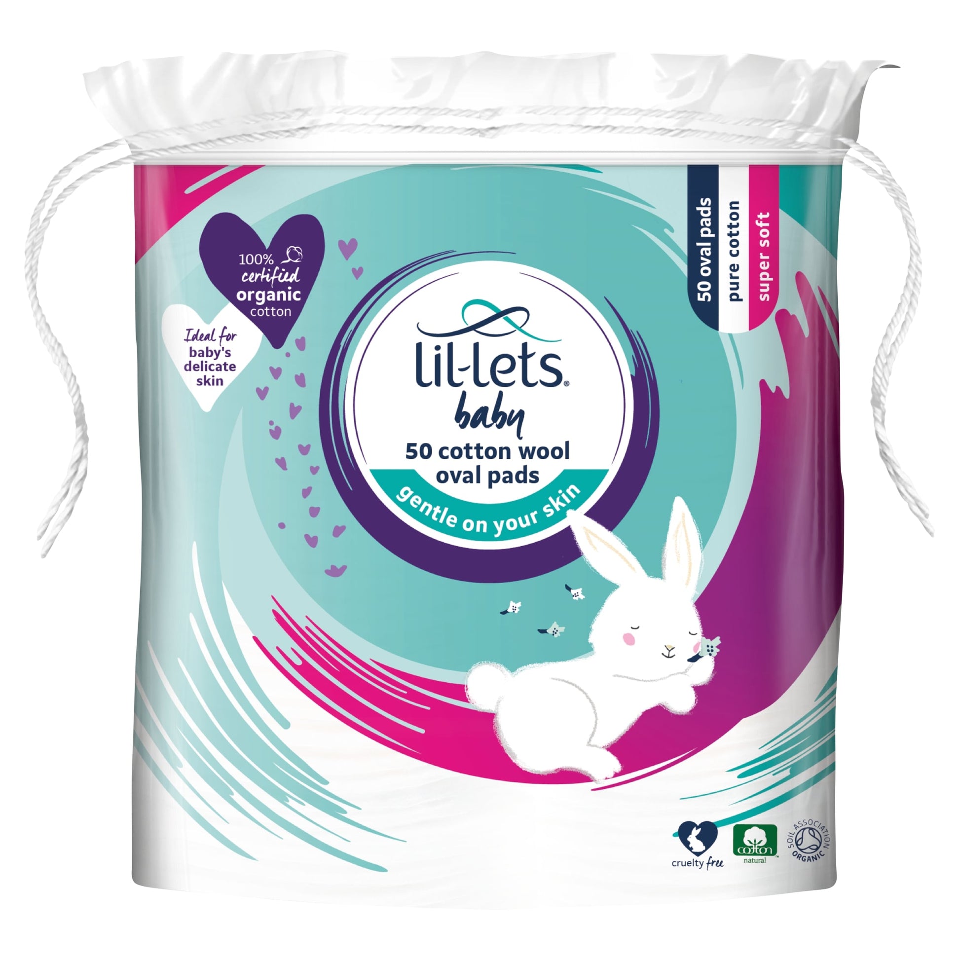 Lil-Lets Baby Cotton Wool Oval Pads 50 Pack — image 1