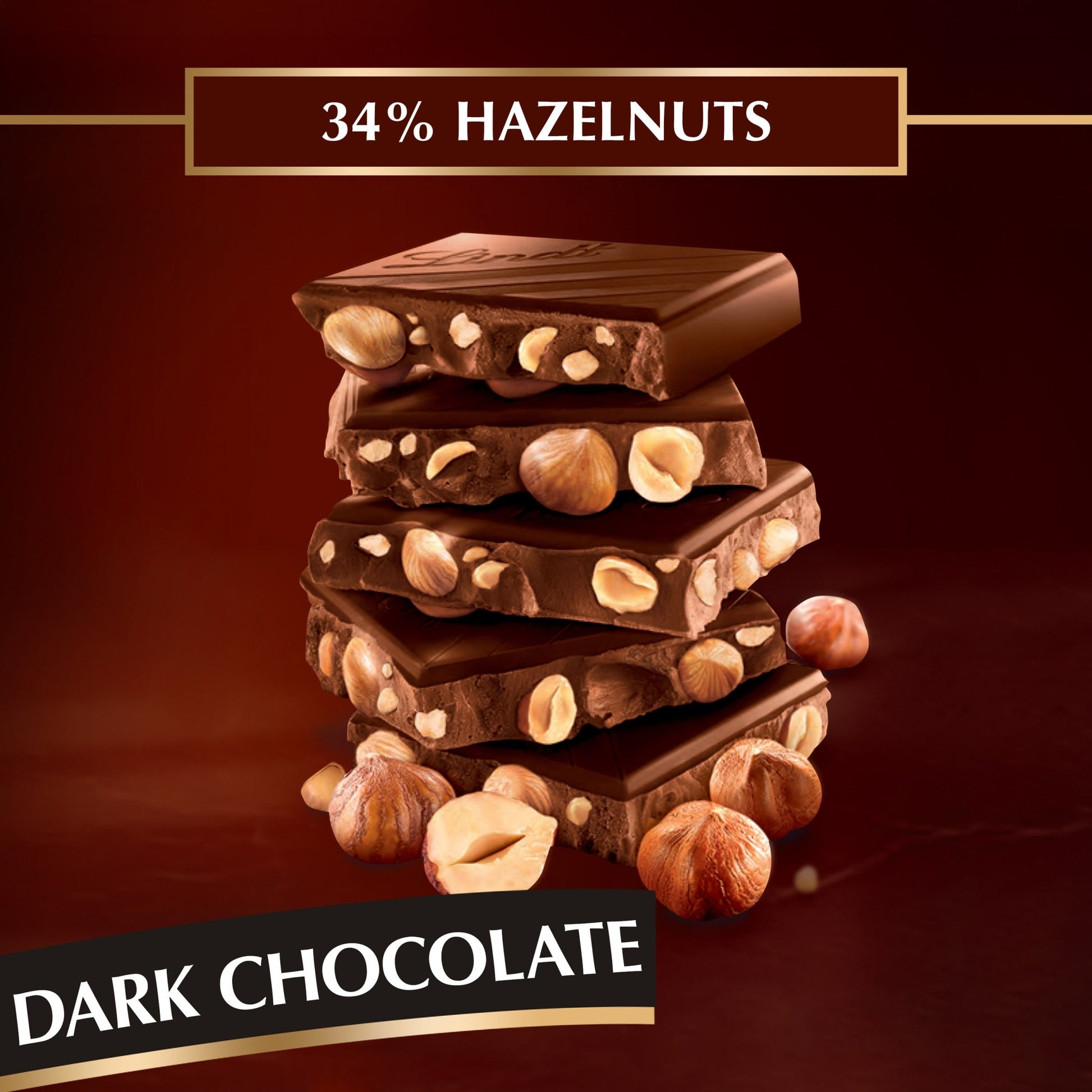 Lindt Dark Chocolate With Hazelnut Bar 150G — image 3