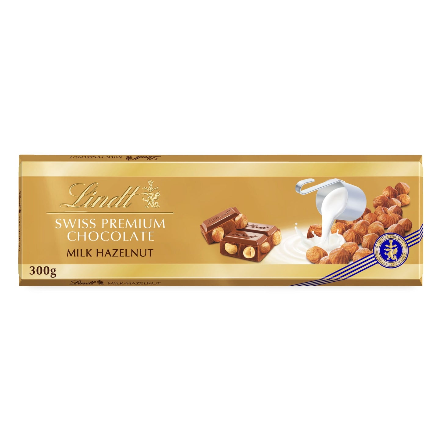 Lindt Gold Bar Milk Chocolate With Hazelnuts 300G — image 1