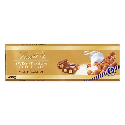 Lindt Gold Bar Milk Chocolate With Hazelnuts 300G — image 1