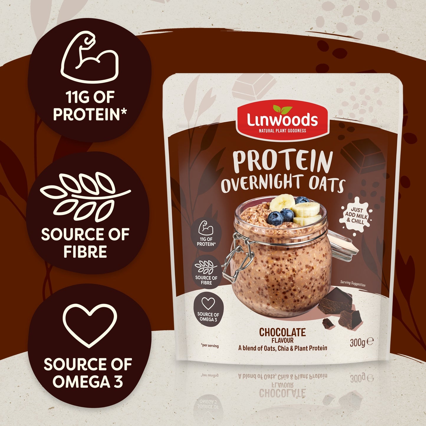 Linwoods Protein Overnight Oats Chocolate Flavour 300g — image 4