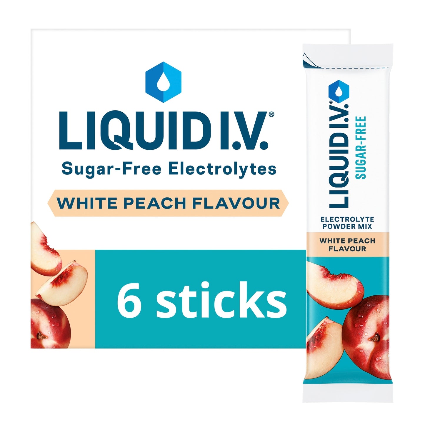 Liquid I.V. Sugar-Free White Peach Electrolyte Powder Mix, 6 Sachets — image 1