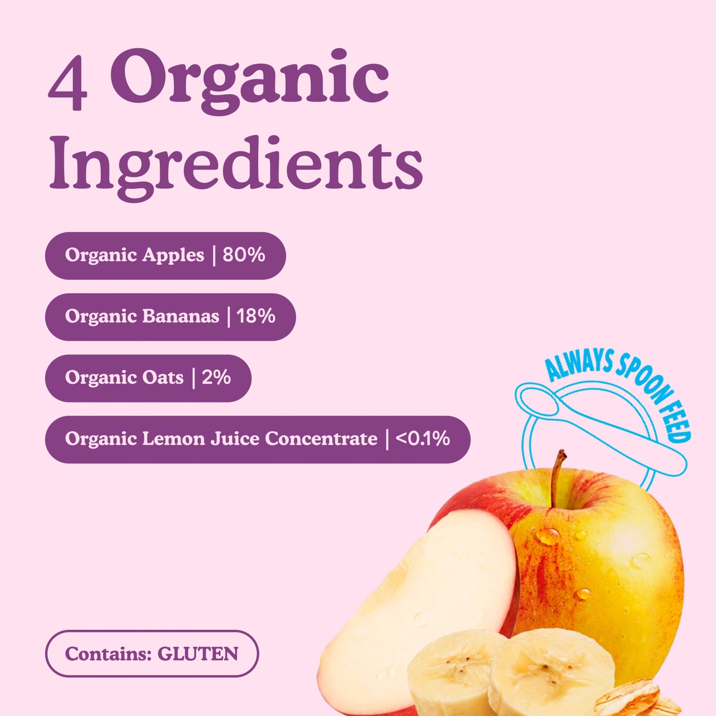Little Freddie Organic Apples, Bananas & Oats Baby Food Pouch 6+ Months — image 3