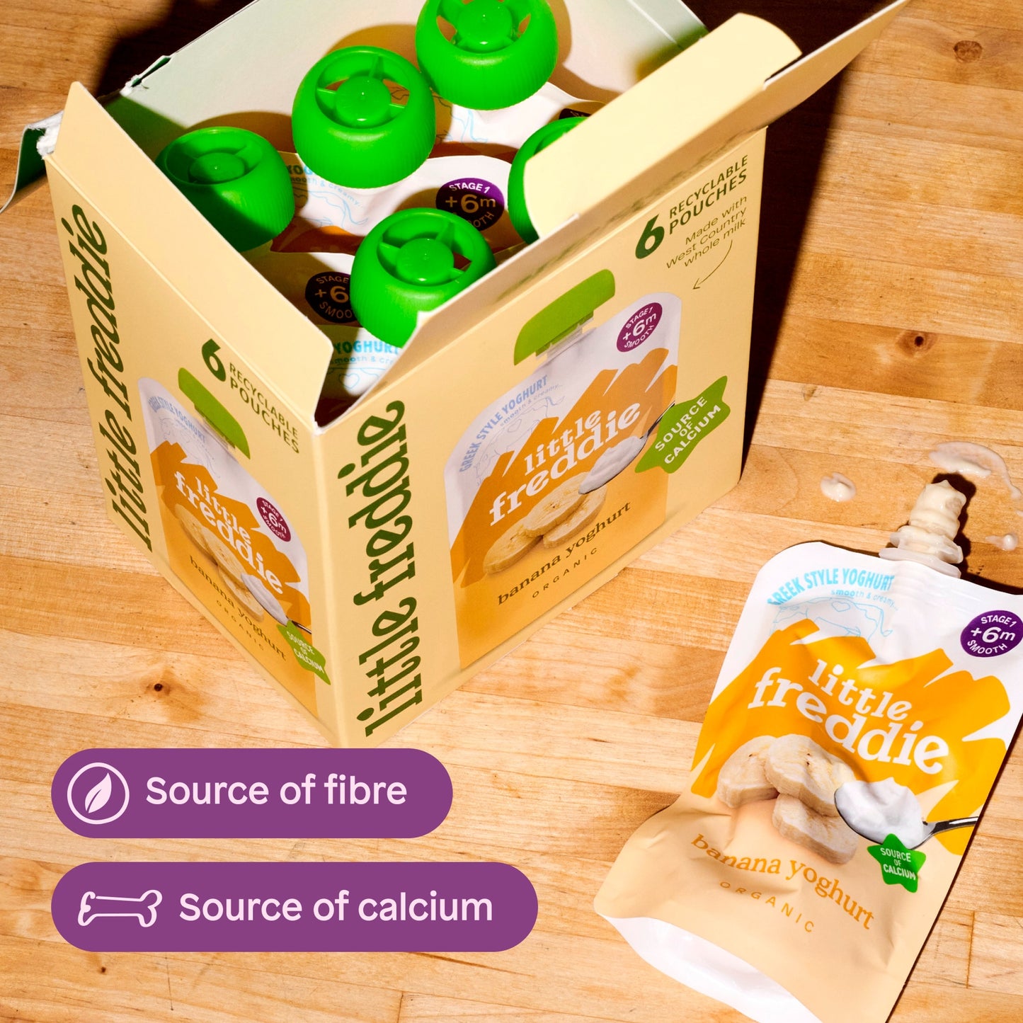Little Freddie Organic Banana Greek Style Yoghurt Baby Food Pouch Multipack 6+ Months 6 x 100g — image 4
