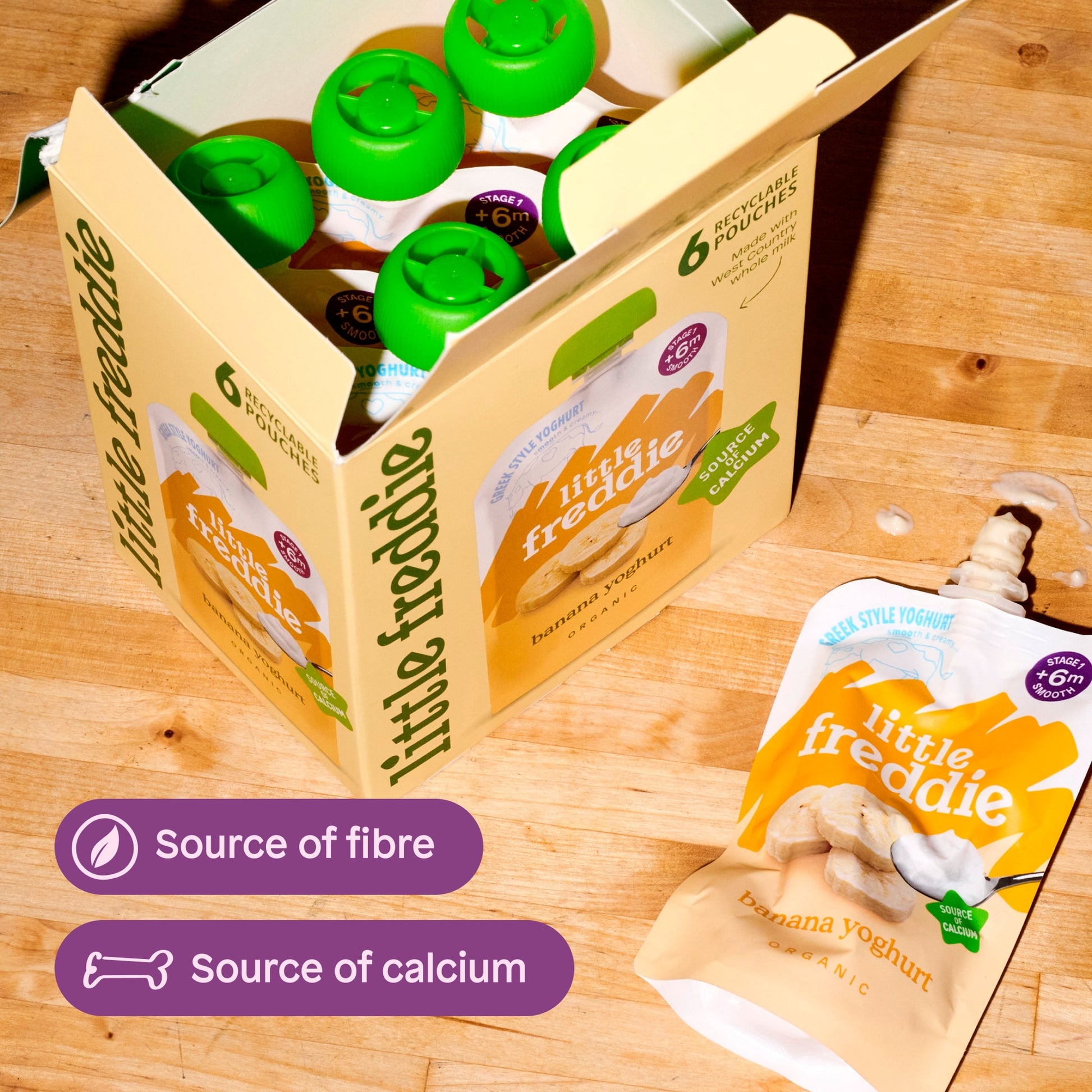 Little Freddie Organic Banana Greek Style Yoghurt Baby Food Pouch Multipack 6+ Months 6 x 100g — image 4