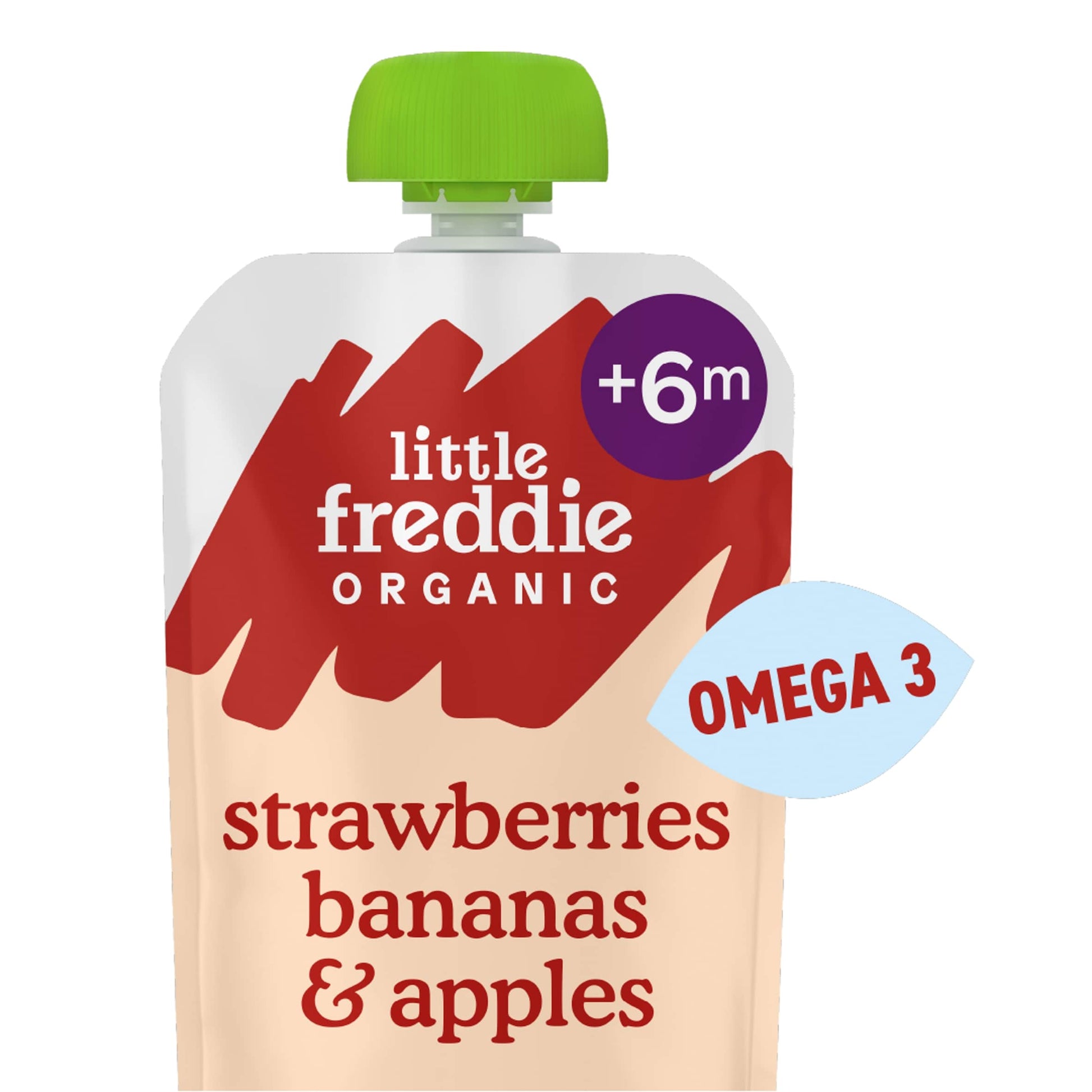 Little Freddie Organic Brain Support Strawberries, Banana & Apple pouch 6m+ 90g — image 1