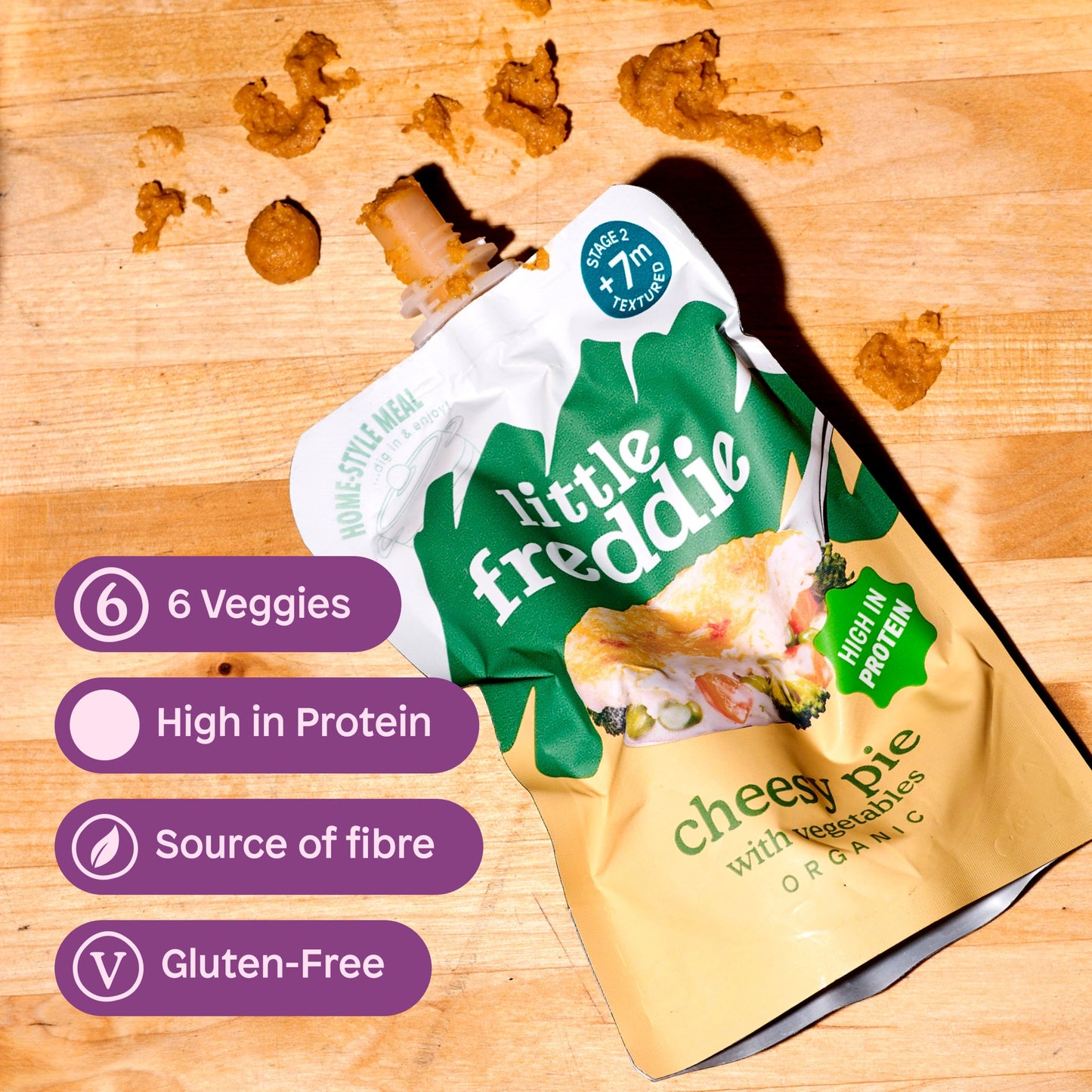 Little Freddie Organic Cheesy Pie with Vegetables Baby Food Pouch 7+ Months 130g — image 5