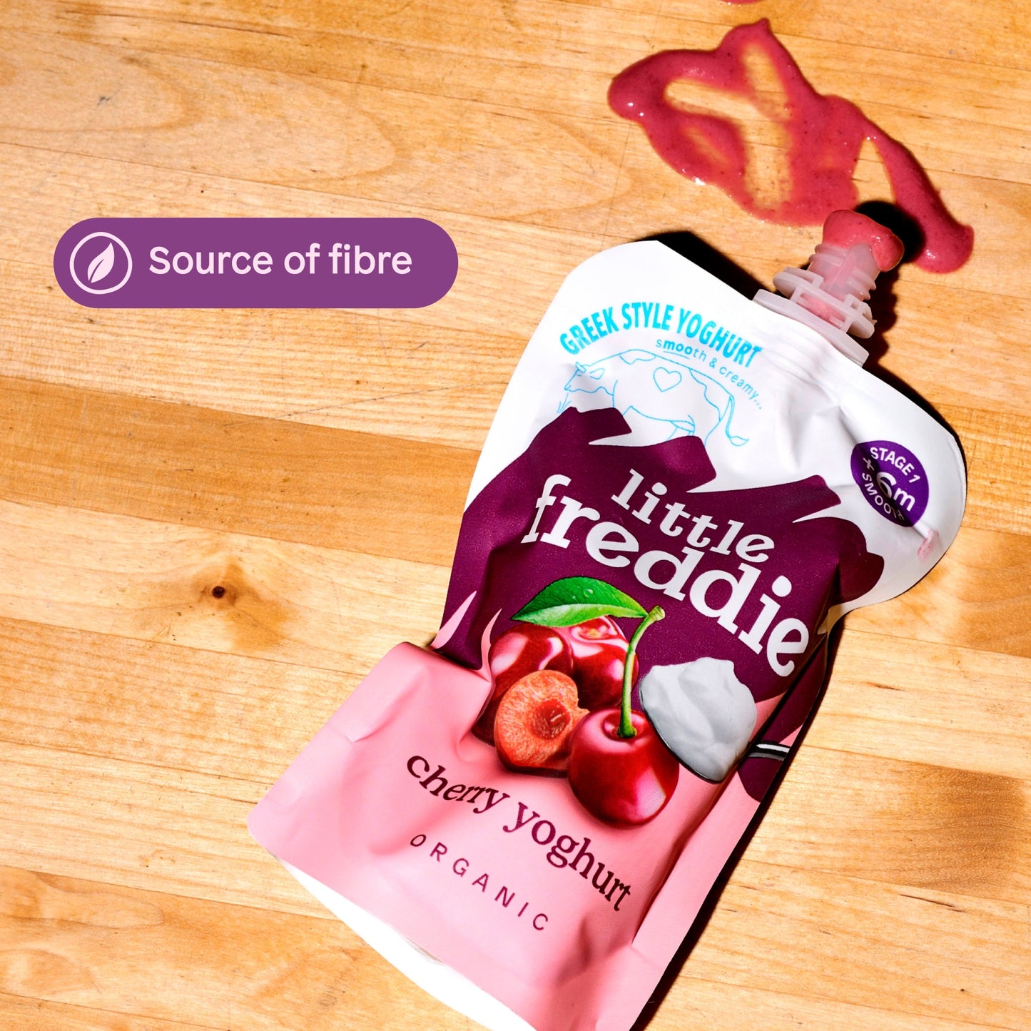 Little Freddie Organic Cherry Greek Style Yoghurt Baby Food Pouch 6+ Months — image 5