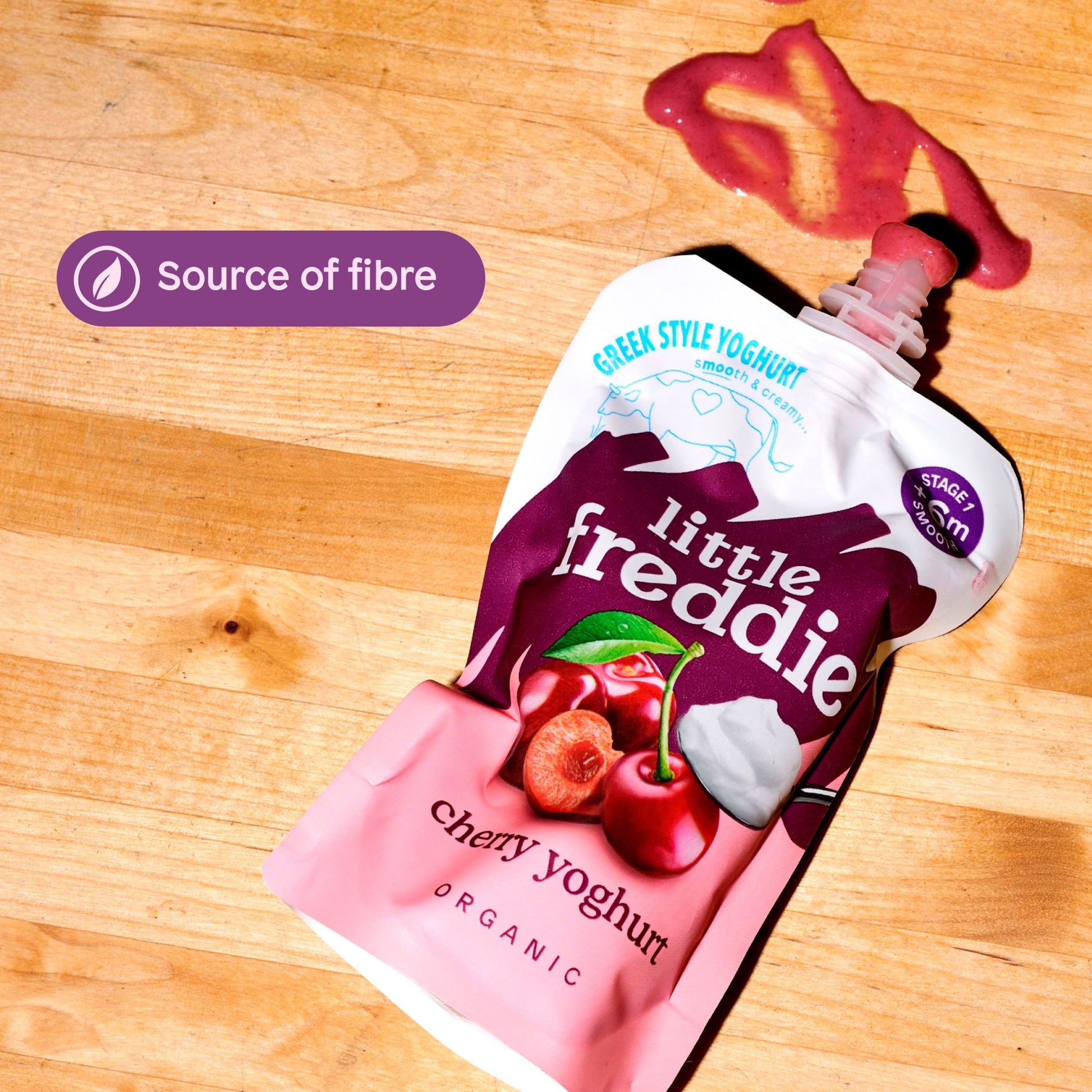 Little Freddie Organic Cherry Greek Style Yoghurt Baby Food Pouch 6+ Months — image 5