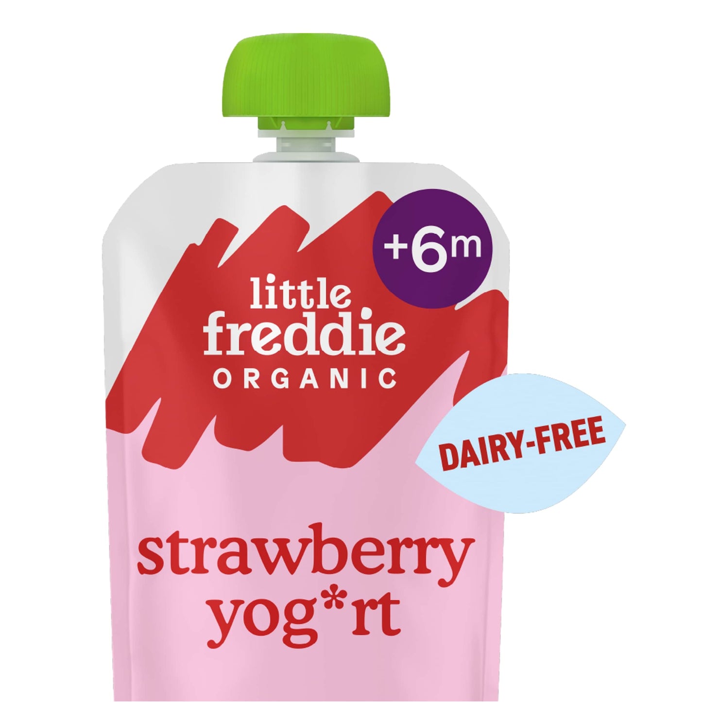 Little Freddie Organic Dairy Free Strawberry Yoghurt Baby Food Pouch 6+ Months 90g — image 1