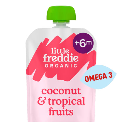 Little Freddie Organic Good for Brains Coconut & Tropical Fruits Baby Food Pouch with Omega 3 6+ Months 90g — image 2