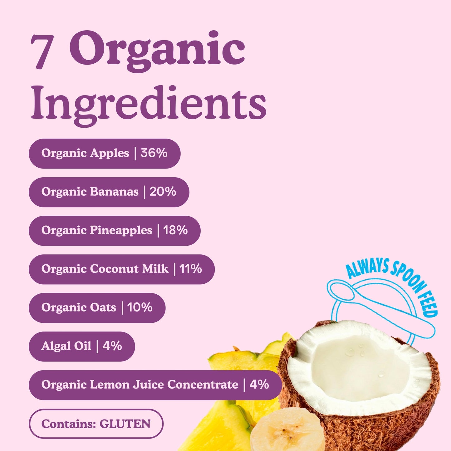 Little Freddie Organic Good for Brains Coconut & Tropical Fruits Baby Food Pouch with Omega 3 6+ Months 90g — image 3