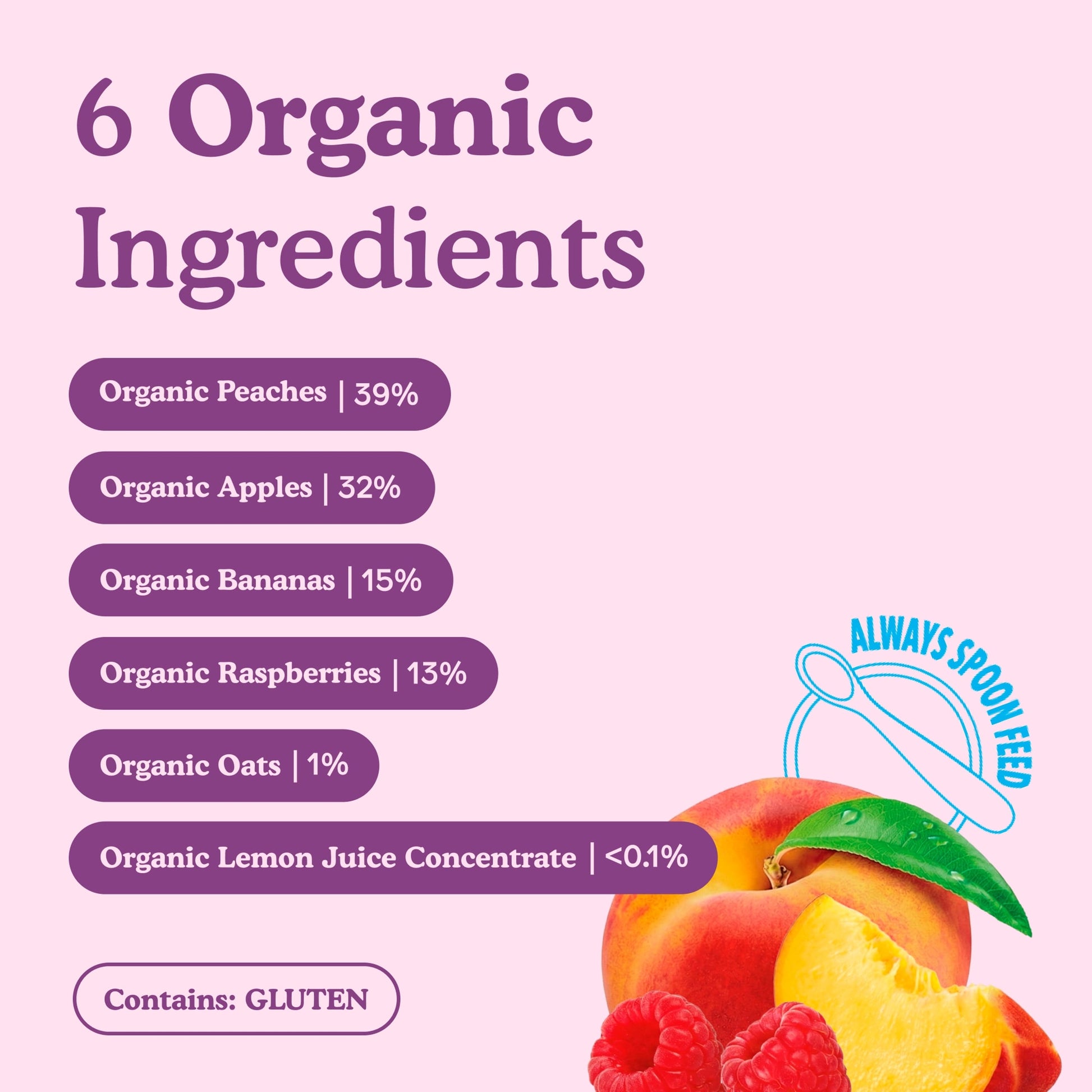 Little Freddie Organic Peaches & Raspberries Baby Food Pouch 6+ Months 100g — image 3