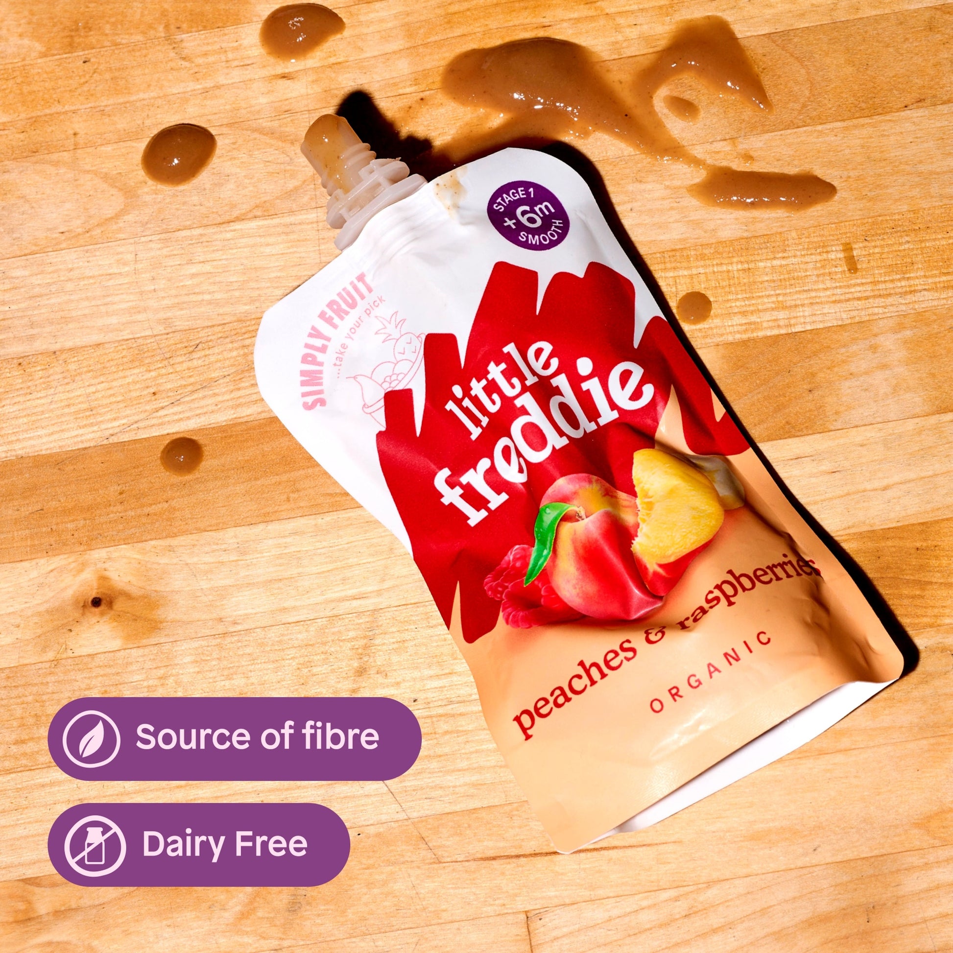 Little Freddie Organic Peaches & Raspberries Baby Food Pouch 6+ Months 100g — image 5