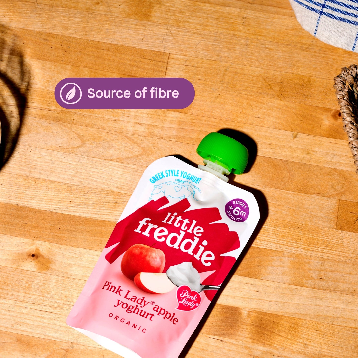 Little Freddie Organic Pink Lady Greek Style Yoghurt Baby Food Pouch 6+ Months 100g — image 5