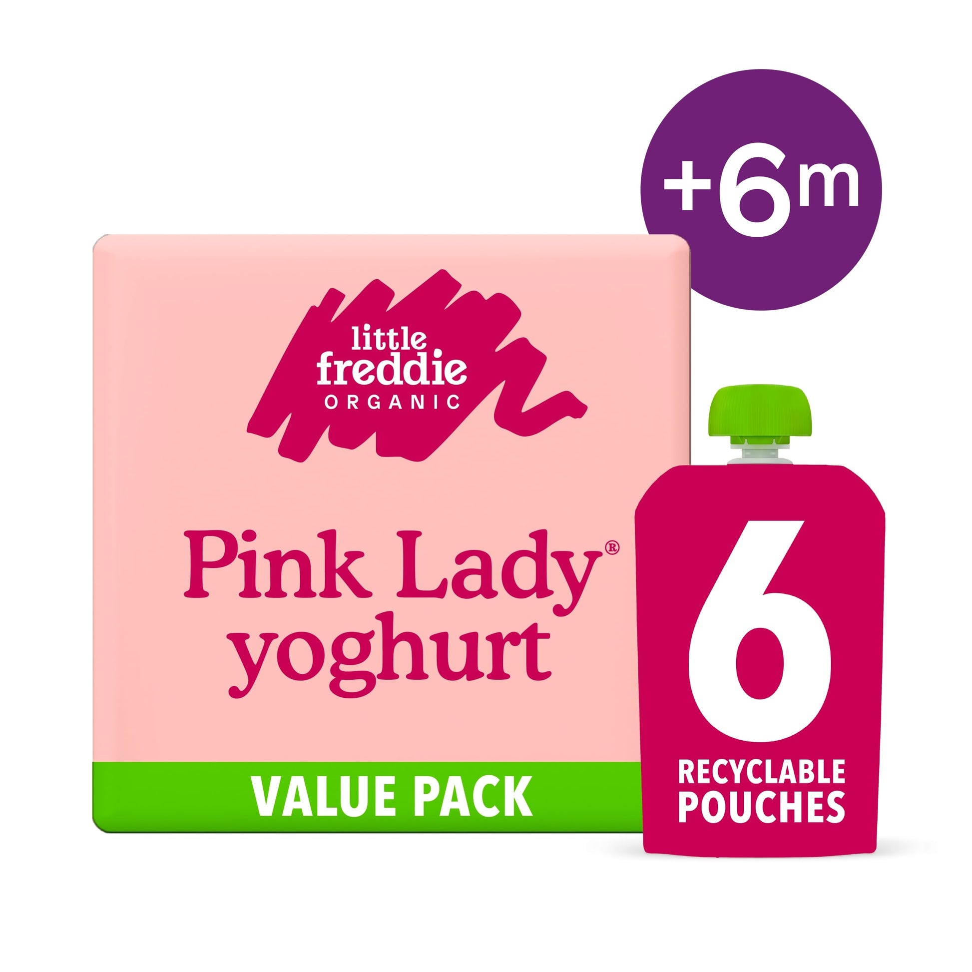 Little Freddie Organic Pink Lady Greek Style Yoghurt Baby Food Pouch Multipack 6+ Months — image 2