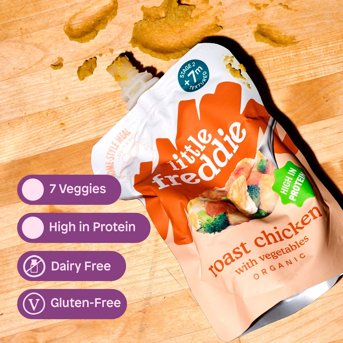 Little Freddie Organic Roast Chicken with Vegetables Baby Food Pouch Single 7m+ 130g — image 5