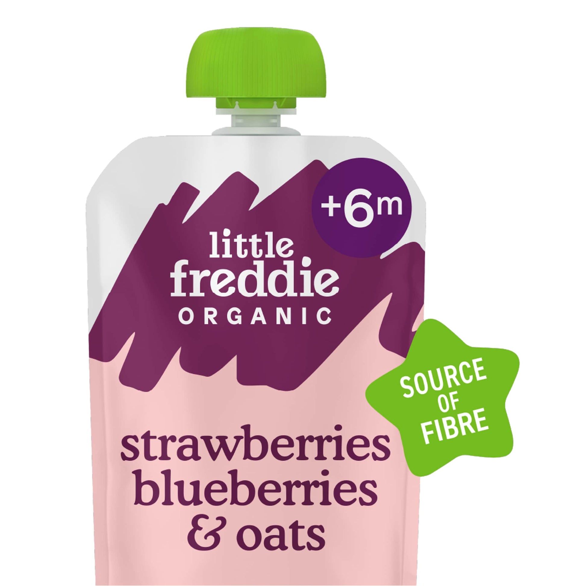 Little Freddie Organic Strawberries, Blueberries & Oats Baby Food Pouch 6+ Months 100g — image 1